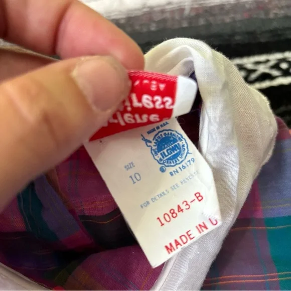 VINTAGE ARLENE AIRESS PINK GREEN PLAID EYELET COLLAR DRESS SIZE 10 RARE PRAIRIE